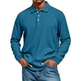 thumbnail image 2 of Hearthz Ribbed Mens Polo Shirt Collared Button Down Work Long Sleeve Shirts for Men Big and Tall Comfort Colors Tshirt Men Royal Blue L, 2 of 9
