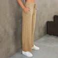 thumbnail image 4 of Lixiuxyad Flowy Wide Leg Pants Women's Solid Color Pocket Loose Tie High Waisted Casual Pants Yellow, 4 of 6