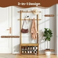 thumbnail image 2 of Resenkos 3-In-1 Bamboo Hall Tree - Coat Rack with PE Rattan Bench & Shoe Storage, Natural, 2 of 8