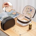 thumbnail image 3 of ProCase Joyero tamaño viaje, pequeño joyero portátil en forma de concha, mini organizador de joyas de 2 capas en cuero PU para mujer -Negro, 3 of 5