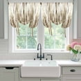 thumbnail image 4 of Brown Beige Vintage Balloon Curtains for Windows, Bedroom Curtains 54 Inch Length, Retro Abstract Art Tie Up Curtains Panels Thermal Insulated Bathroom Curtains Window 42"x54", 4 of 8