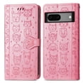 thumbnail image 1 of Étui à Rabat pour FOXDOCK Google Pixel 7, Étui à Rabat en Cuir PU Gaufré Chat et Chien avec Fentes pour Cartes, Support, 1 of 6