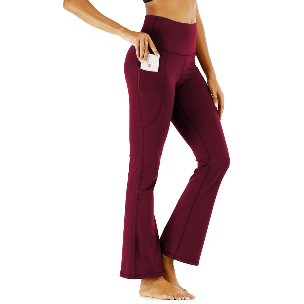 AMaVo Women's Bootcut Yoga Pants Solid Color High Waisted Bootleg