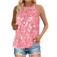 thumbnail image 7 of CheerKidz Women's Sequined Round Neck Pullover Tops 2025 Trendy Summer Blouse,Casual Sleeveless Shirt,Loose Fits Fashion Tops for Party(Pink,L), 7 of 7