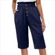 thumbnail image 2 of Pantalones Rectos de Pierna para Mujer, con Cintura Alta Elástica Fruncida, Pantalones Deportivos, Pantalones Cortos con Bolsillos, Azul Marino XXL, 2 of 7