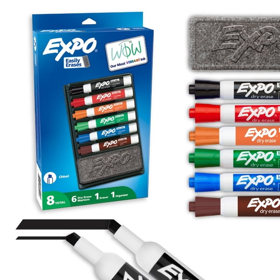 EXPO Dry Erase Markers Kit, Includes Eraser, Organizer, 8 Count