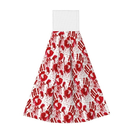 

Zeuib Bloody Hand 2 Print Coral Velvet Hand Wipes Hanging Hand Towels Set with Hook & Loop Absorbent Towel for Bathroom Home