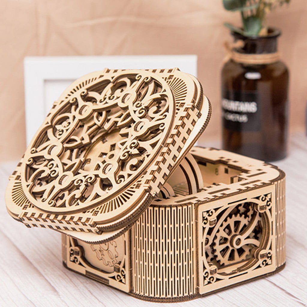 DIY Creative 3D Wooden Puzzle Jewelry Box Assembly Gift 