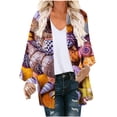 thumbnail image 2 of Nouveaux Hauts pour Femmes 2023 Mode Décontractée Col Rond Imprimé Blouse Manches Longues T-Shirt Grande Taille Automne Boutons Hauts Manches Longues pour Femmes, 2 of 5