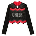 thumbnail image 4 of TiaoBug Girls Cheerleading Shirts Long Sleeve Mesh Rhinestone Cheer Uniform Crop Top Dancewear Red 8, 4 of 6