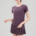 thumbnail image 7 of Womens 2 Piece Skirt Set Workout Outfits Yoga Tennis Skorts Built-In Shorts Raglan Shirts Summer Sports Gym Clothes Purple, M, 7 of 7