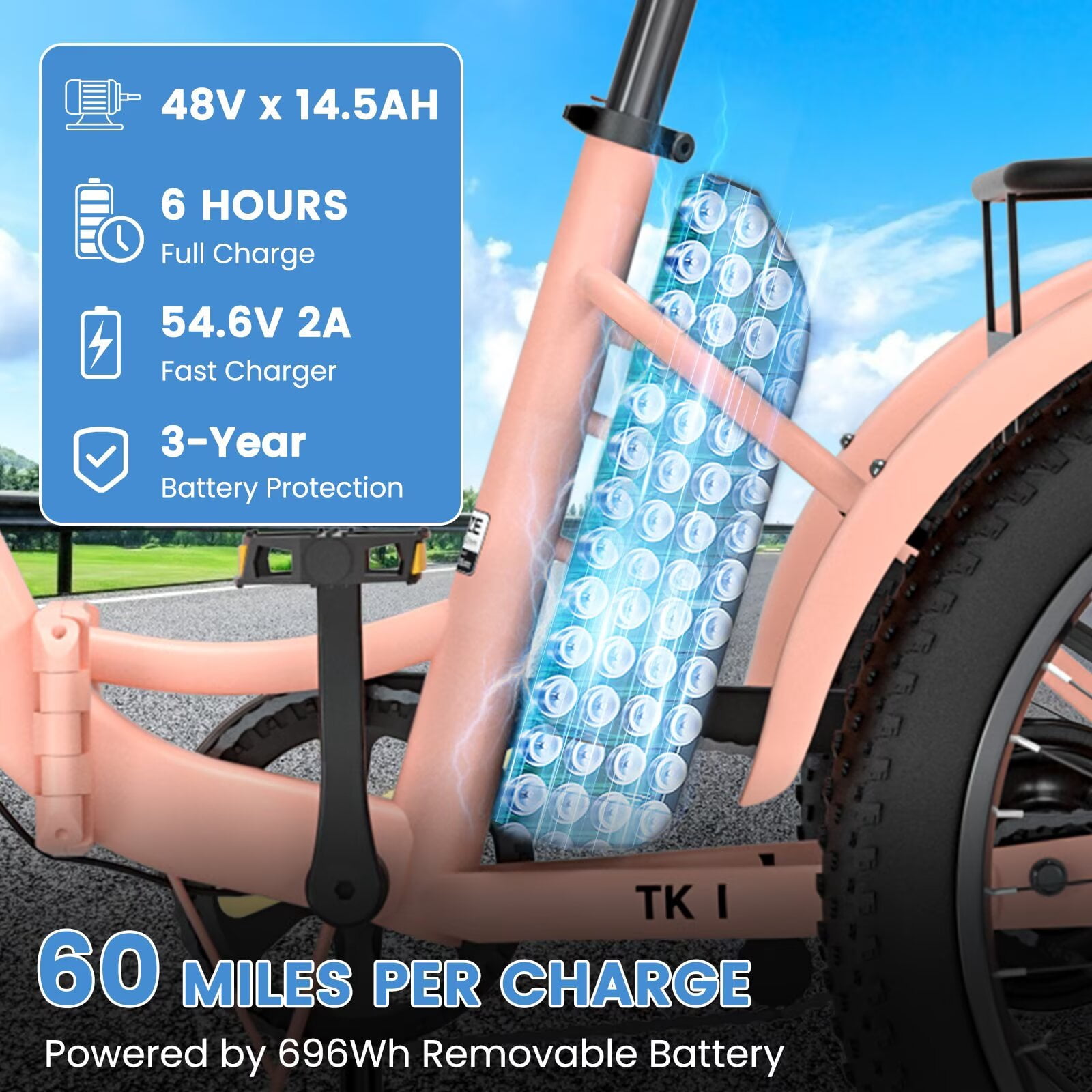 Lilypelle  Folding Electric Tricycle for Adults, Peak 1000W Motor 48V Foldable Ebike Electric Trike, 20" Fat Tire 3 Wheel Electric Bicycle with Front & Rear Baskets & Pet Carrier
