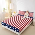 thumbnail image 4 of Homewish Red Blue Stripes Line Full Size Sheets for Kids, Cartoon Stars Print Bed Sheets, American Flag Sheet Sets, Microfiber Bedroom Decor, 4 Pieces, 4 of 7