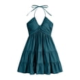 thumbnail image 6 of WERYOUNG Women’S Dresses Solid Color Halter Neck Backless Loose Maxi Dress Celebration Party Stylish Sundress, 6 of 6