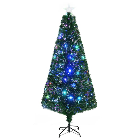 Árbol de Navidad HOMCOM Douglas Fir de 6 pies con 24 luces LED, color verde