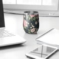 thumbnail image 3 of 12oz Stemless Wine Tumblers Pioneer Flower Vacuum Insulated Stainless Steel Travel Tumbler Cups Mug with Lid and Straw for Champaign,Cocktail,Beer with Cleaning Brush, 3 of 5