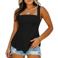 thumbnail image 2 of Fewfanhot Tops for Women Trendy Summer Square Neck Tie Shoulder Sleeveless Babydoll Peplum Blouse Tank Top, 2 of 7
