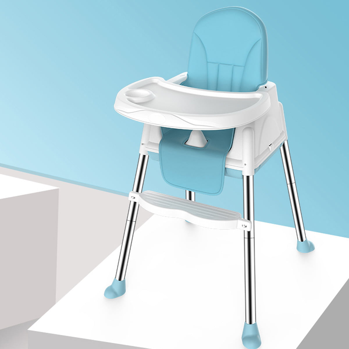Foldable & Portable Height Chair for Toddlers Blue Adjustable Little Bosses R Us Foldable Baby High Chair Seat with Footrest