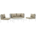 thumbnail image 1 of Modern Contemporary Urban Design Outdoor Patio Balcony Five PCS Sectional Sofa Set, Beige White, Rattan, 1 of 7