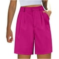 thumbnail image 2 of Business Casual Shorts for Women 2024 Summer High Waisted Wide Leg Knee Length Bermuda Shorts with Pockets, 2 of 3