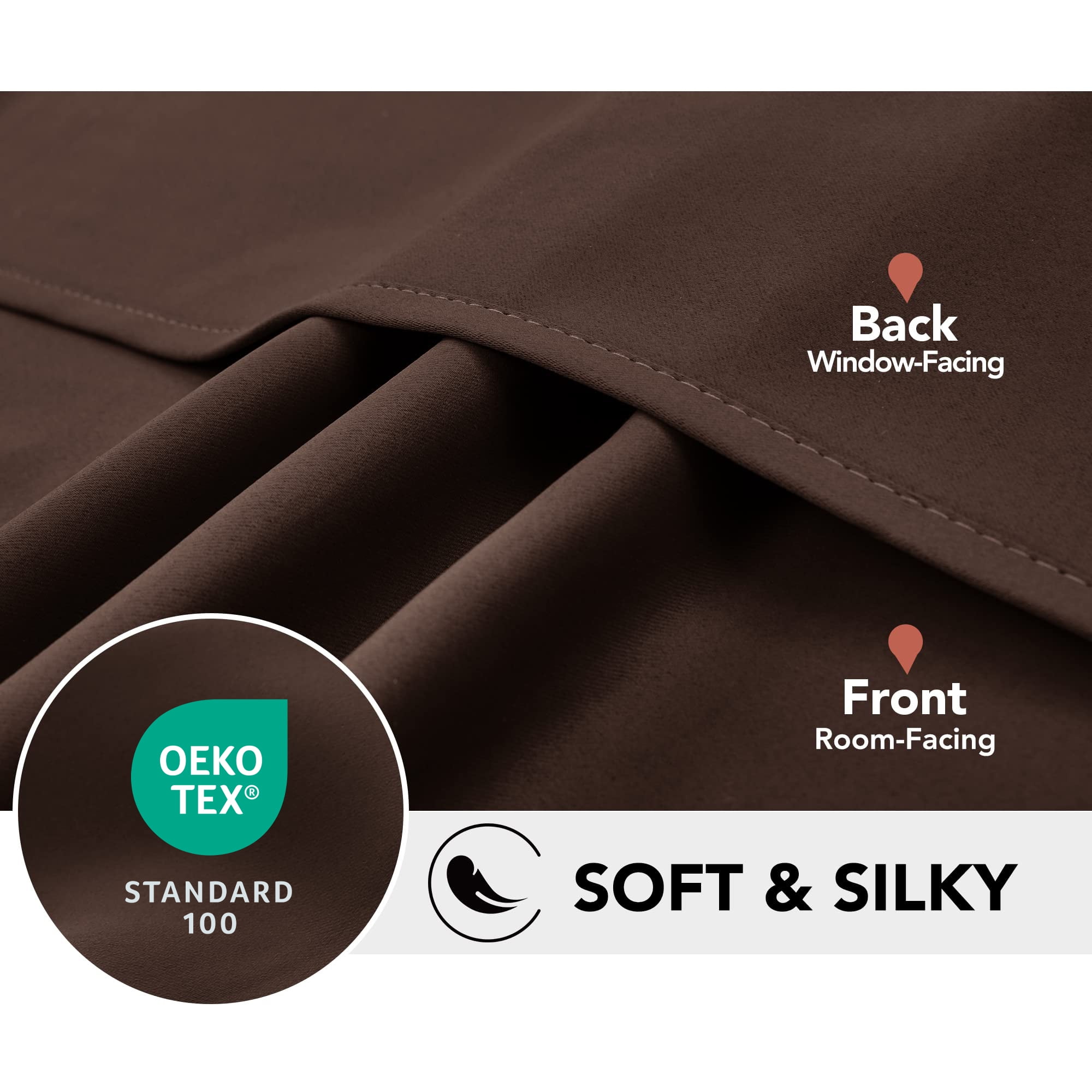 Deconovo Thermal Insulated Solid Grommet Blackout Curtains for Nursery (Chocolate, 42"x54", Set of 2 Panels)