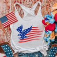 thumbnail image 4 of Moda para mujer Día de la Independencia Chaleco estampado Cuello redondo Blusa sin mangas Tirantes Tops Pompotops lopia992932, 4 of 8