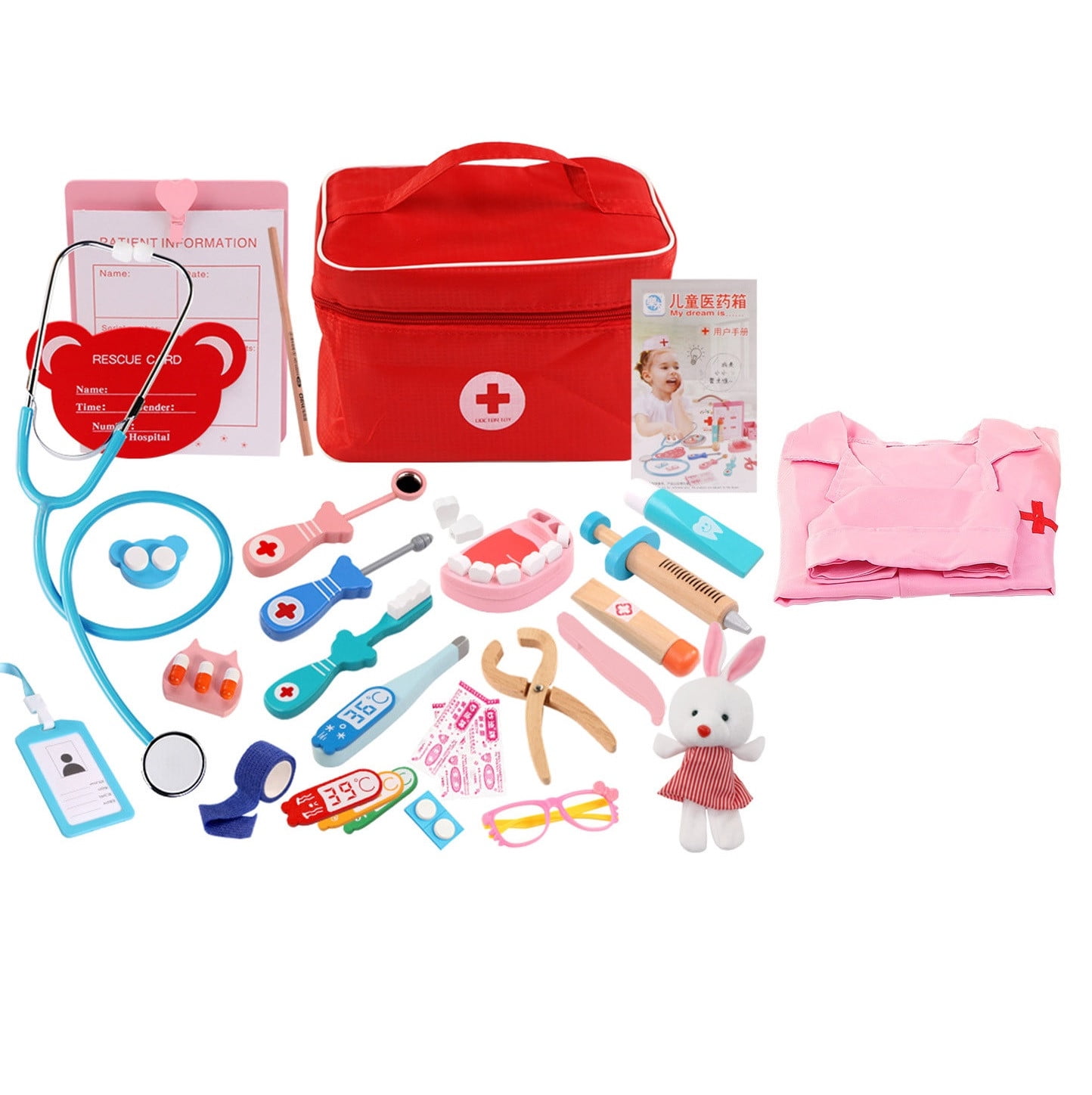 Doctor Toy Role Kit Playing Game Kids Set Medical for Toddlers with Cloth Bag 