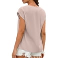 thumbnail image 6 of Women V Neck Chiffon Blouses Cap Sleeve Shirts Casual Loose Work Office Solid Tops, 6 of 6