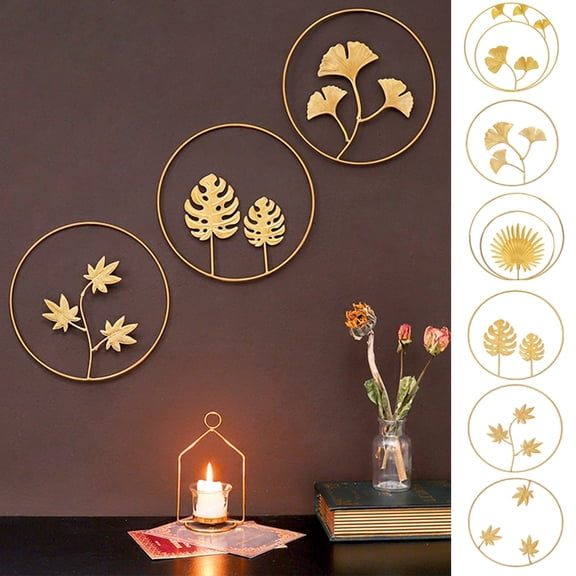 XIBUFE Gold Wall Decor, Golden Ginkgo Leaves Metal Wall Decor with Frame, Gold Metal Art Wall Sculpture for Living Room, Bedroom, Office, Study, Large Metal Wall Decor