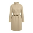 thumbnail image 4 of Women's Long Trench Coat, Wool Blend Overcoat, Stand Collar Belted Jacket, Vintage Inspired Fall Winter Coat, Classic Mid-Length Outerwear with Pockets Beige XL, 4 of 4