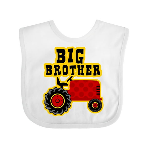 Inktastic Red Tractor Big Brother Boys Baby Bib
