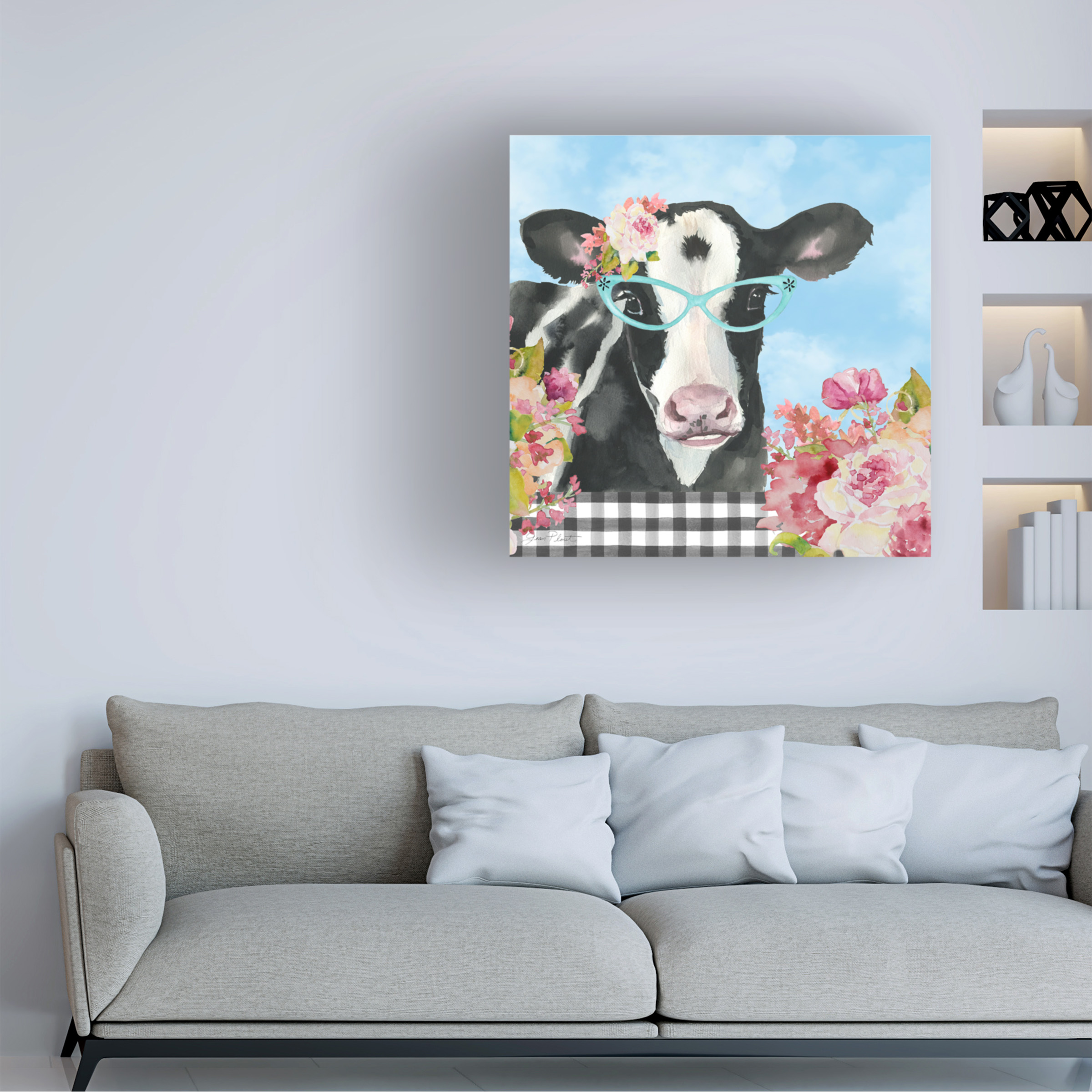 Canvas Wall Art - Jean Plout 'Farm Animal Beauties A' Wall Art for Living Room, Bedroom, or Office DÃ©cor by Trademark Fine Art - 14 x 14 Inches