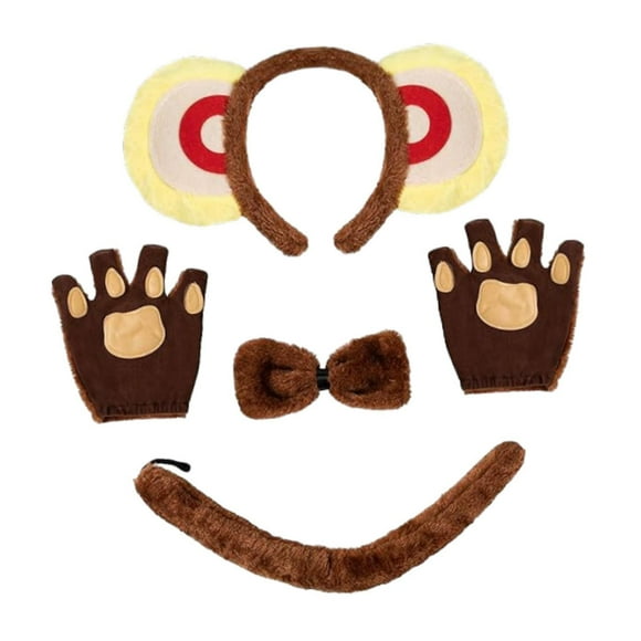 BELOVING Animals Ears and Tail Animals Ear and Long Tail,Necklace,Ear Hair Band Ears Hair Hoop Choker for Stage Performance Prom monkey