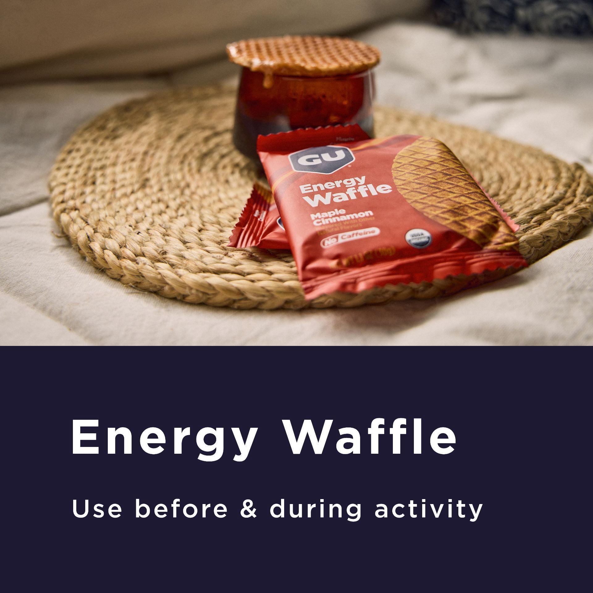 GU Energy Waffles, Coffee Caramel, 16ct Box, On-the-Go Energy for Any Workout