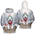 thumbnail image 3 of Playful Dalmatian Welcomes Winter Snowy Day with Cardinal Bird All Over Print 3D Hoodie Unisex Merch Hoodies Dog Lover - 2017, 3 of 6