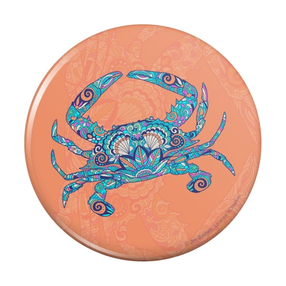 Mosaic Crab Pinback Button Pin