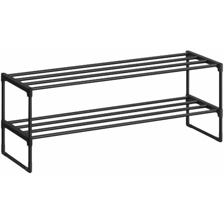 Shoe Rack 2-Tier Shoe Organizer Metal Storage Shelf Upright or Upside Down for 12-15 Pairs Stackable for Entryway 11.8 x 36.2 x 13.4 Inches Black ULSA12BK