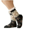 thumbnail image 2 of Christmas Socks Floor Thick Velvet Mid Calf Socks Home Sleep Carpet Fall Winter Warm Cozy Funky Comfortable Crew Socks for Women Khaki, 2 of 4