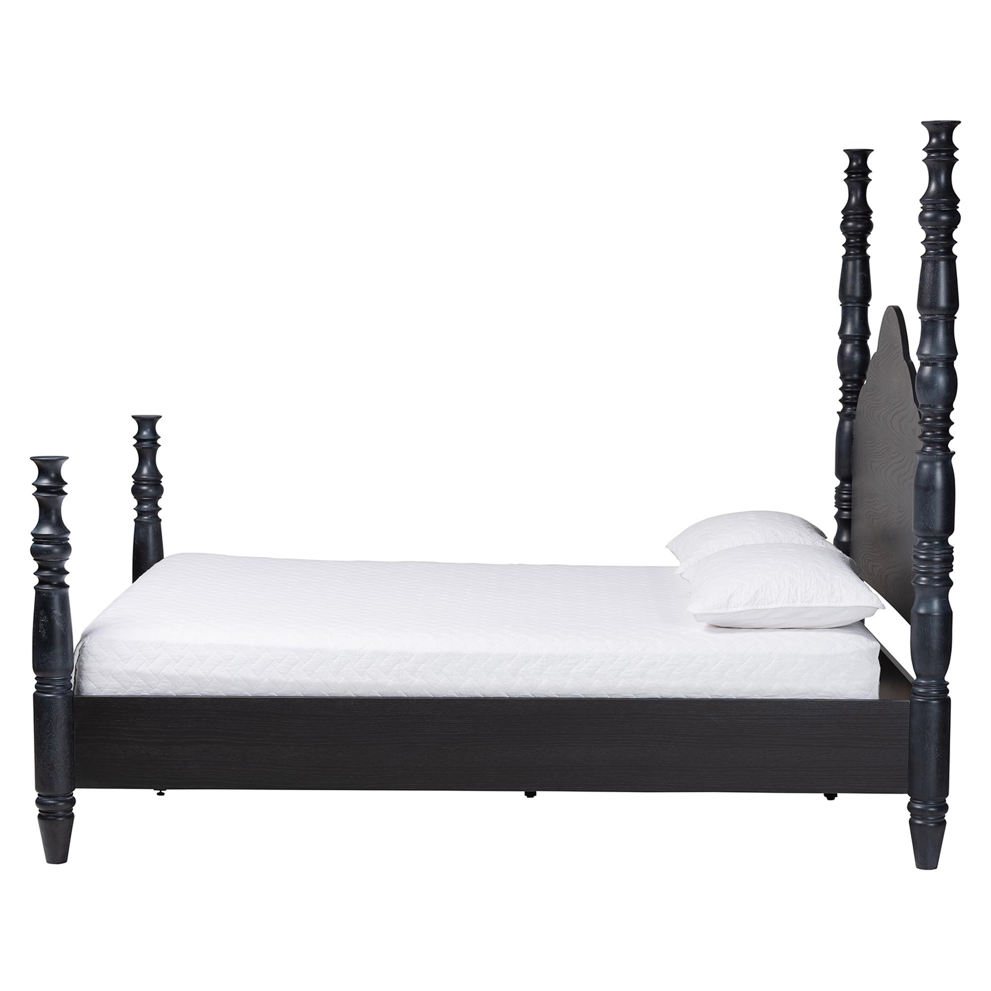 Baxton Studio Four-Poster Farmhouse Platform Bed, Queen, Black