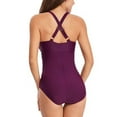 thumbnail image 2 of facefd Maillot de Bain une Pièce Femme Col en V Profond Dos à Bretelles Sans Manches Violet G, 2 of 6