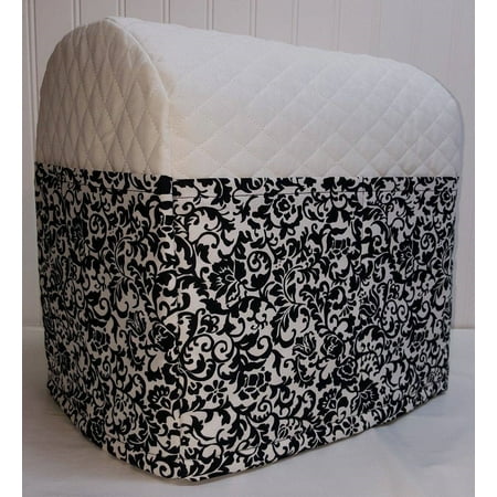 Black & White Floral Damask Cover Compatible with Sunbeam Heritage Series 4.6qt Mixmaster (White)