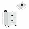 thumbnail image 3 of Gymax 5 Drawer Dresser Home Office Storage Cabinet Chest w/Wheels White, 3 of 10