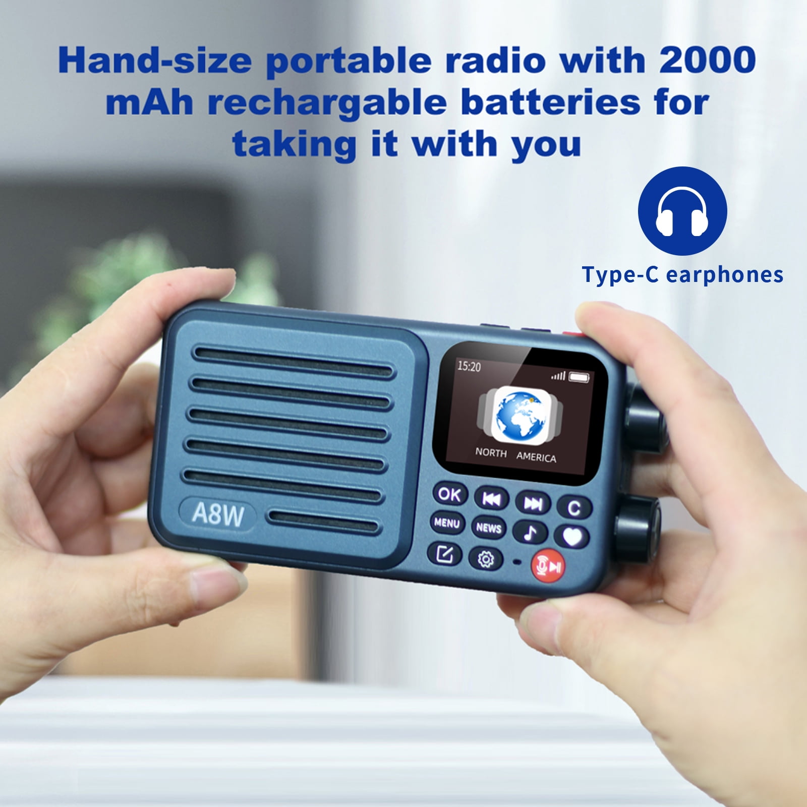 Choyong A8W Portable Smart Internet Radio Receiver WIFI/4G Speaker with FM,Micro-SD Card,All World Radios,for Home with WiFi,Digital Radio,choyoung Radio