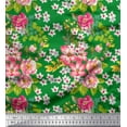 thumbnail image 1 of Soimoi Rayon Fabric Leaves & Peony Floral Print Fabric by the Yard 56 Inch Wide, 1 of 3