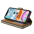thumbnail image 4 of Dteck Case Compatible with iPhone 11,Magnetic Leather Wallet Case with 9 Card Slots Stand RFID Blocking Premium Zipper Protective Flip Leather Phone Cover with Wrist Strap,Brown, 4 of 5