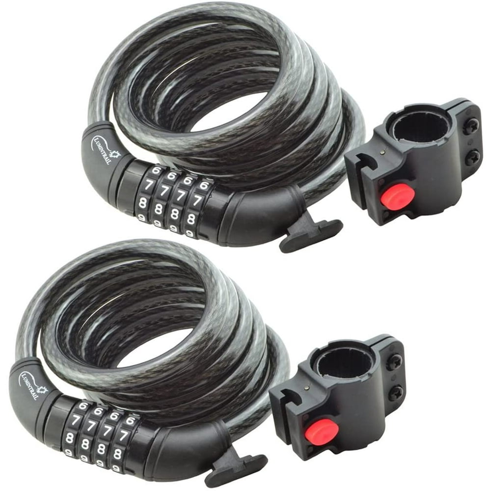 Lumintrail Bike Cable Lock 6 ft Self Coiling 12mm Braided Steel Cable