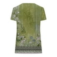 thumbnail image 4 of AKEGAMN Women's 2025 Trendy Boho Floral Print V-Neck Short Sleeve Tunic Blouse, Green S-3XL, 4 of 5
