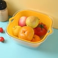 thumbnail image 4 of 1 Pc Vegetable Washing Baskets in The Kitchen Fruit Baskets Multi-layer Stackable Vegetable Sinks, Strainer and Washing Fruits and Vegetables Kitchen Colander Set, 6.3x5.9 Inch, Yellow Small, 4 of 8