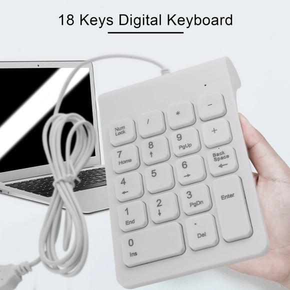 Mini USB Wired Numeric Keypad Numpad 18 Keys Digital Keyboard for Accounting Teller Laptop Windows Android Notebook Tablets PC (White)