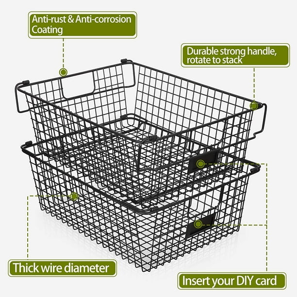 XXL Stackable Wire Basket,Pantry Storage and Organization